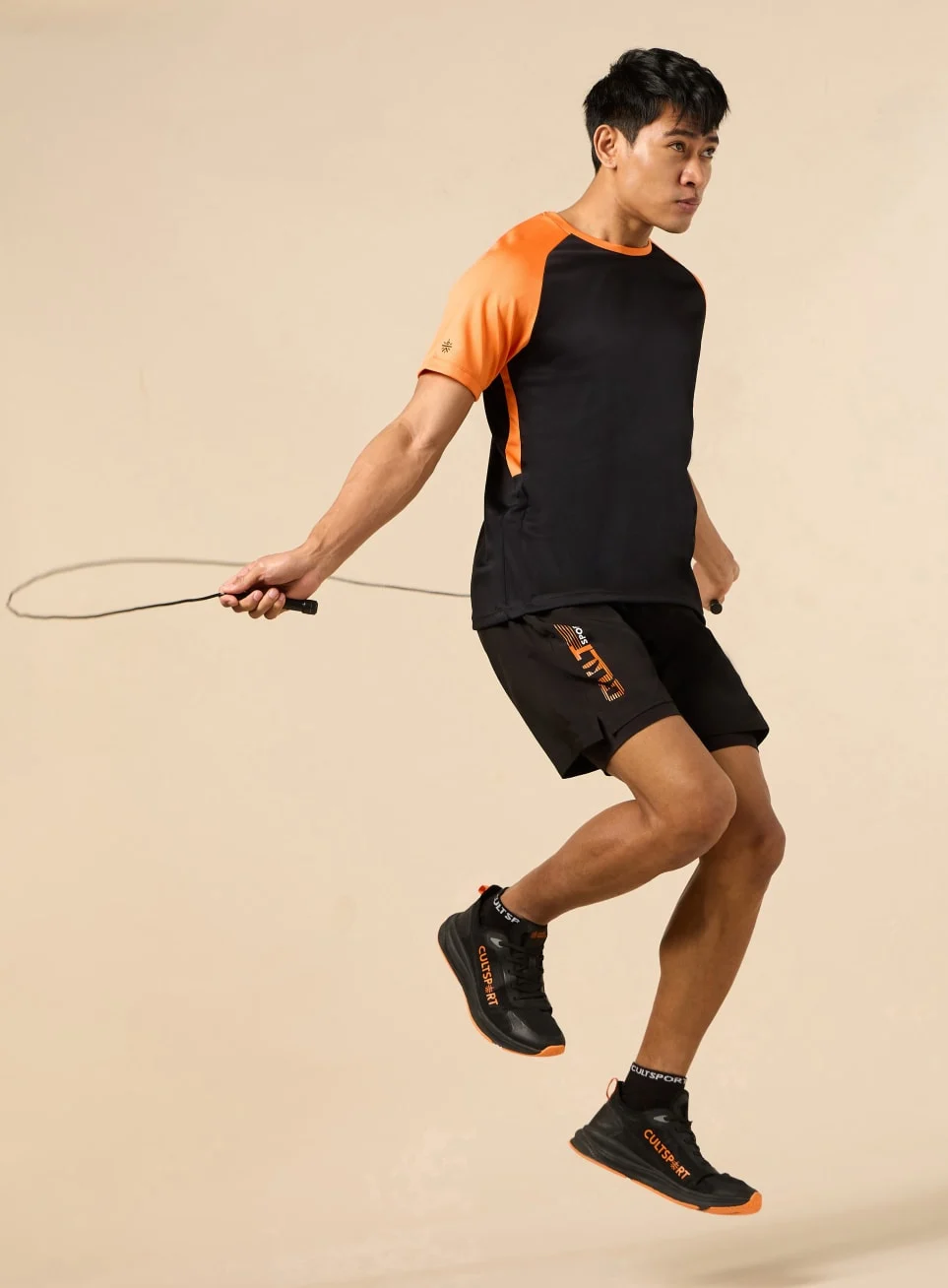 Man power up black dress